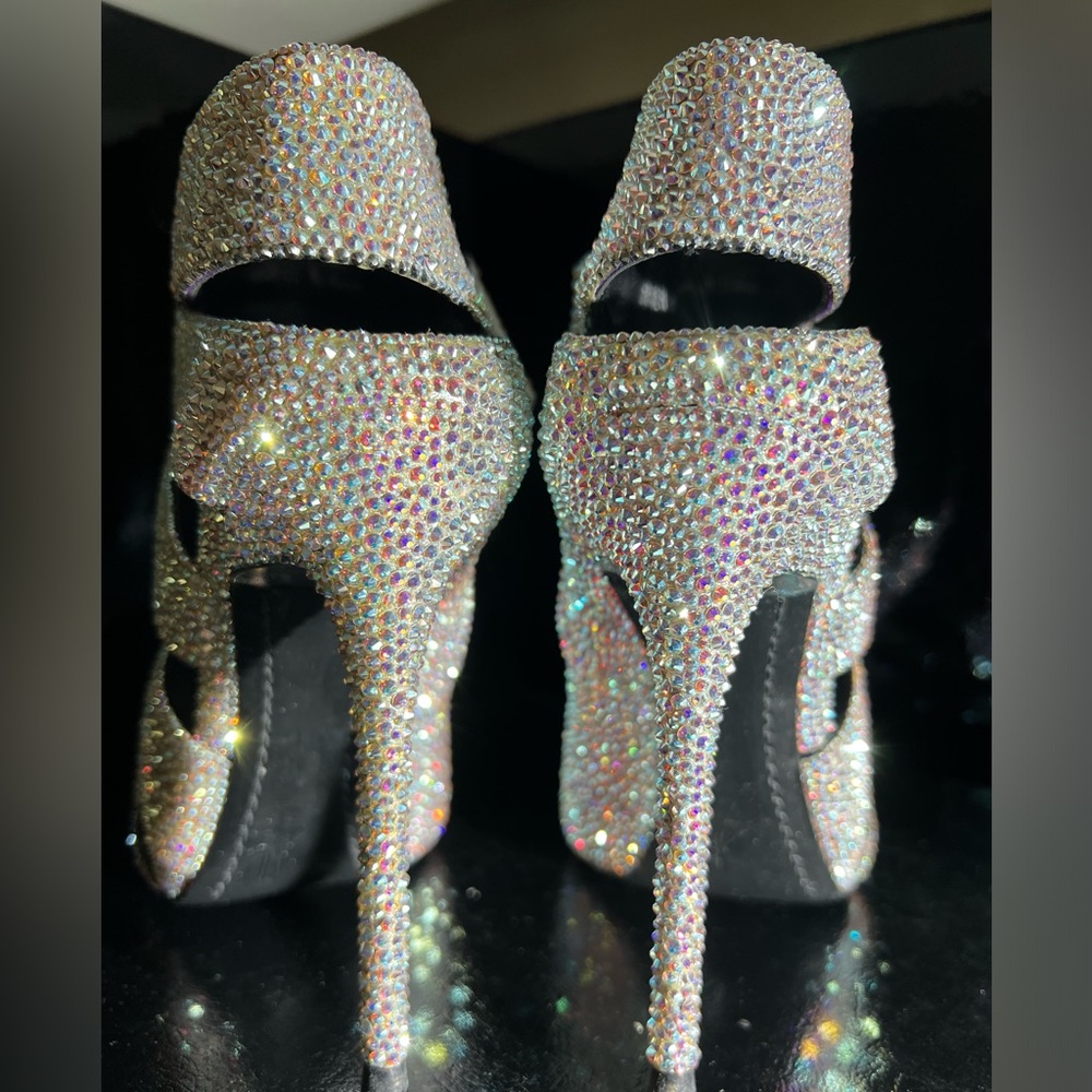 Giuseppe Zanotti Silver Swarovski Strass Crystal Shoes Booties 36.5 Gorgeous! - Picture 6 of 12